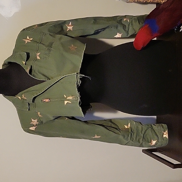 Jackets & Blazers - Punk star crop jacket army green jacket